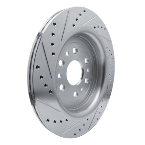 Jeep Grand Wagoneer Brake Rotor (1) - Rear Right - R1 Concepts - Drilled & Slotted - Silver - `21-`25